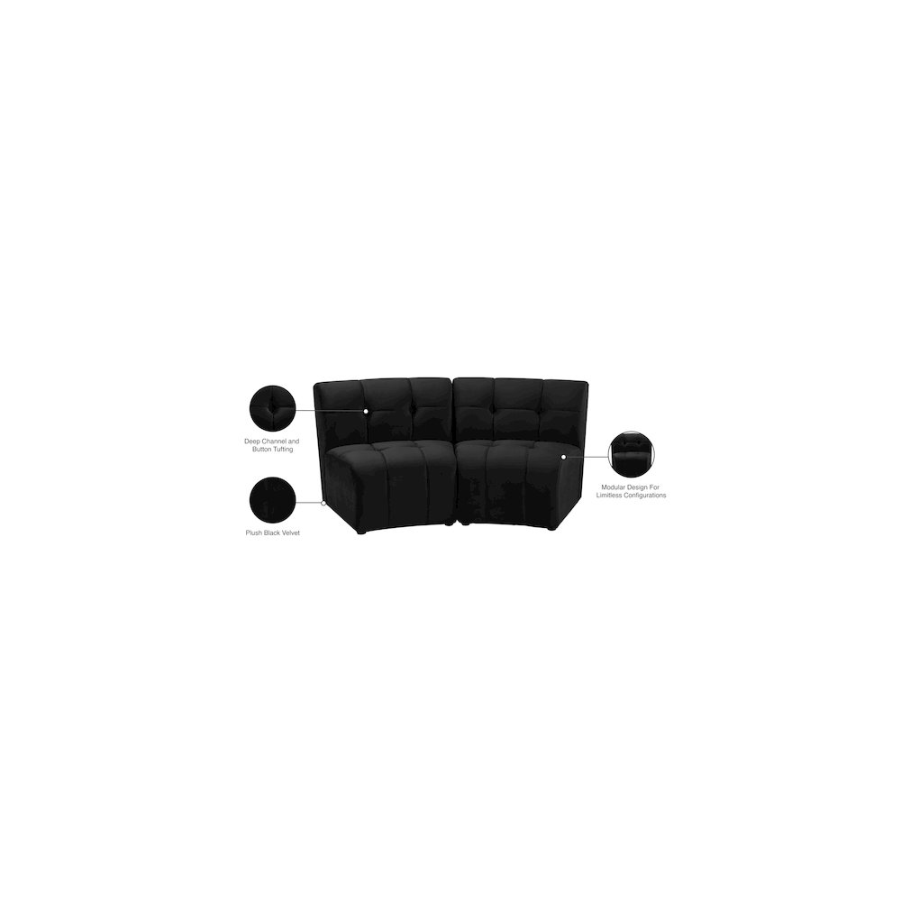 Limitless Black Velvet 2pc. Modular Sectional. Picture 13