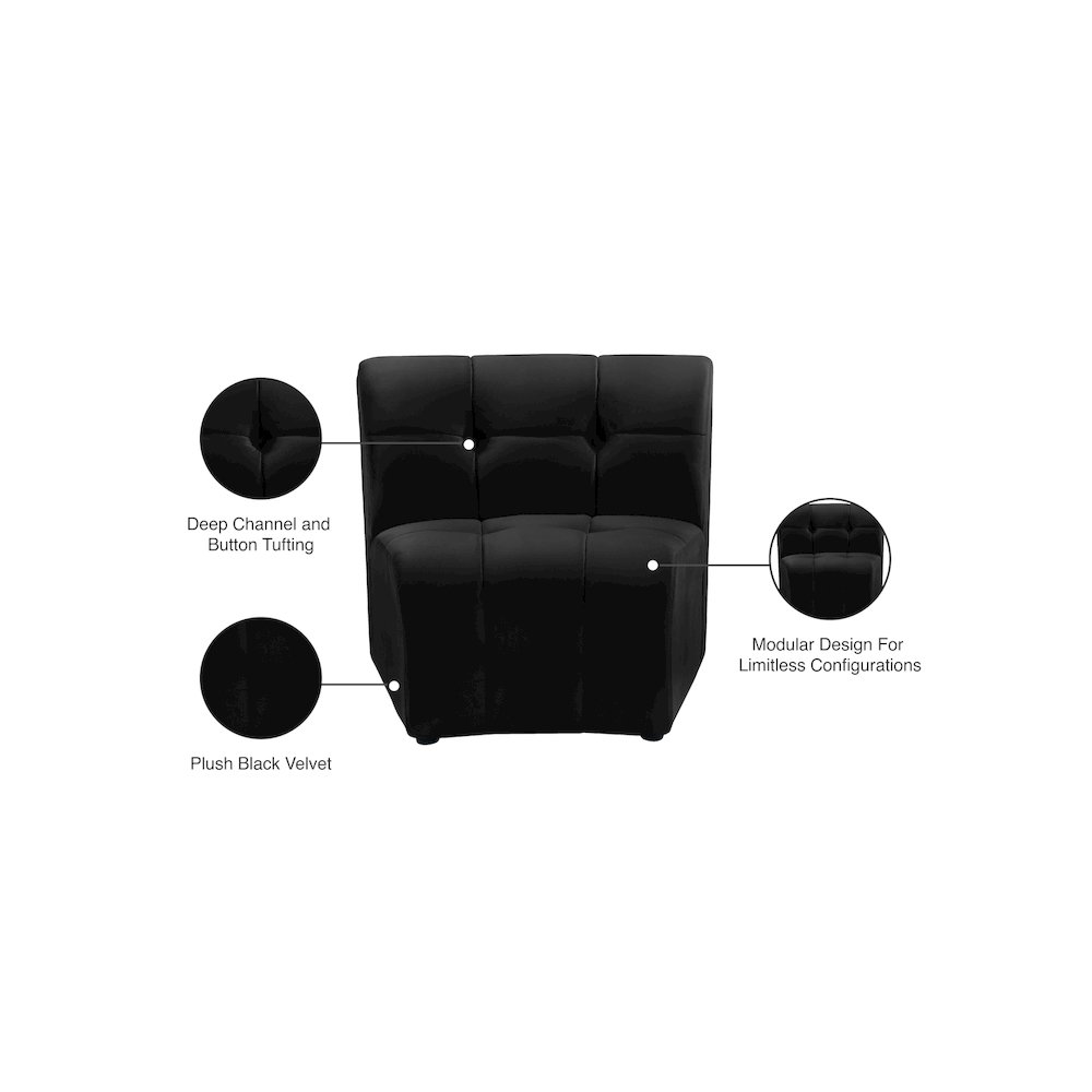 Limitless Black Velvet Modular Chair. Picture 13