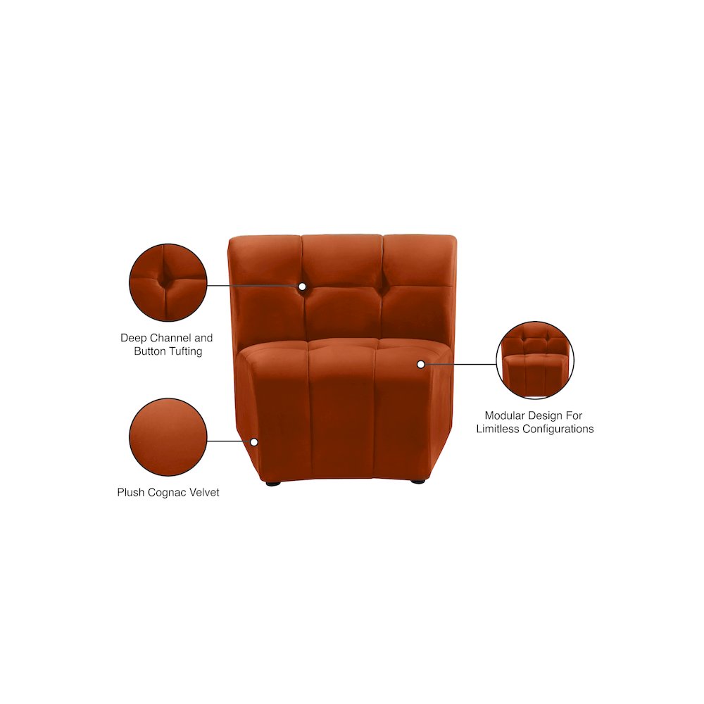 Limitless Cognac Velvet Modular Chair. Picture 13