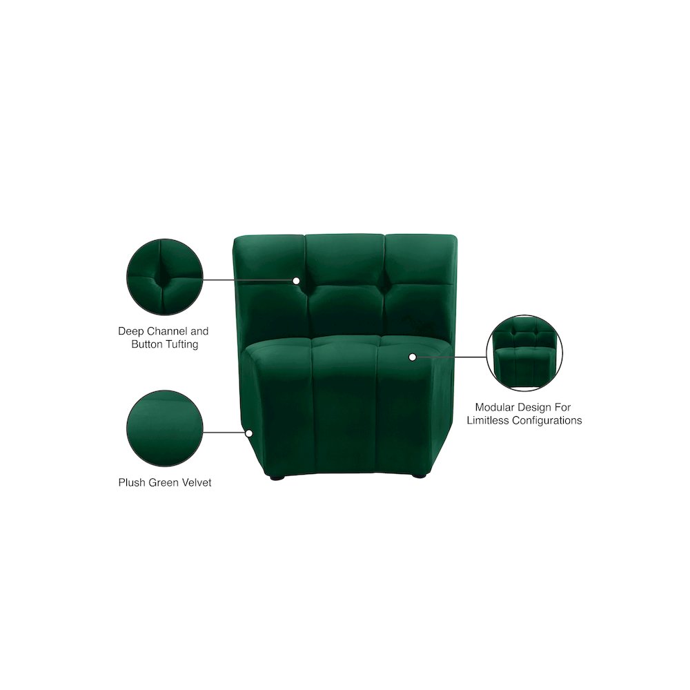 Limitless Green Velvet Modular Chair. Picture 13