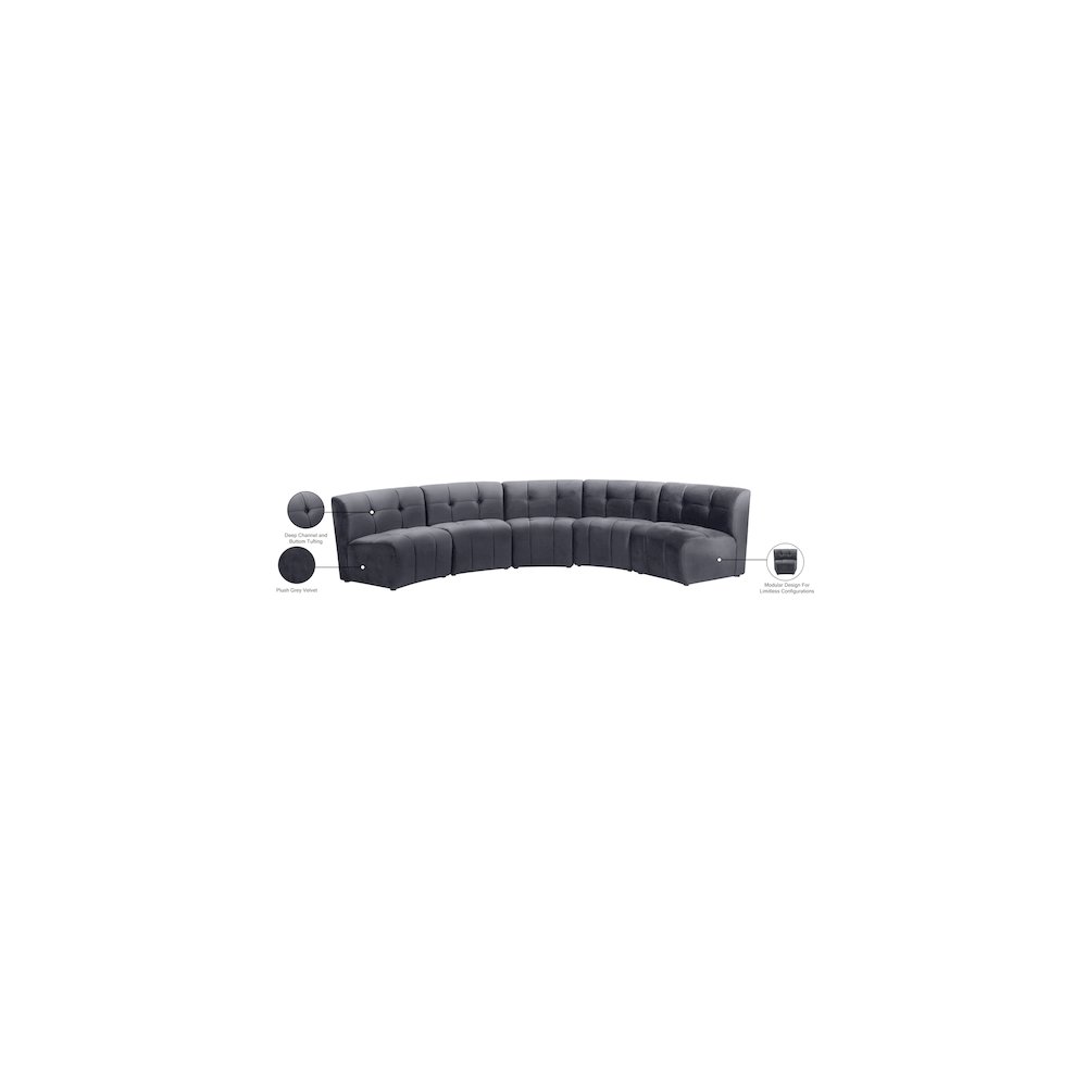Limitless Grey Velvet 5pc. Modular Sectional. Picture 13