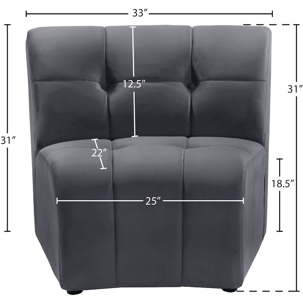Limitless Grey Velvet Modular Chair. Picture 12