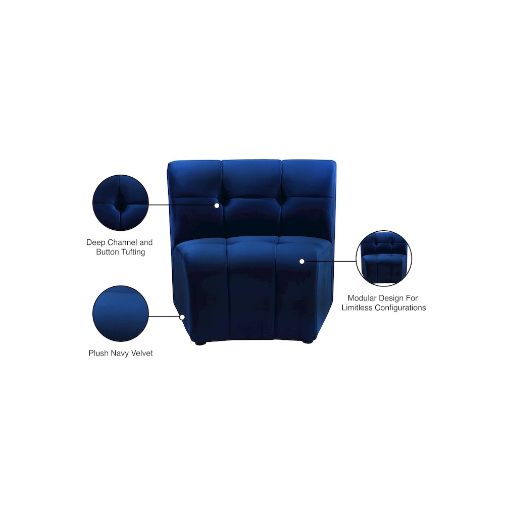 Limitless Navy Velvet Modular Chair. Picture 13
