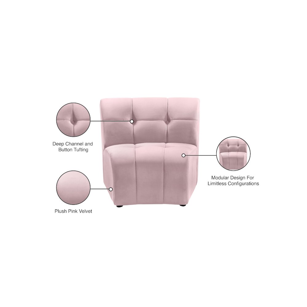 Limitless Pink Velvet Modular Chair. Picture 13