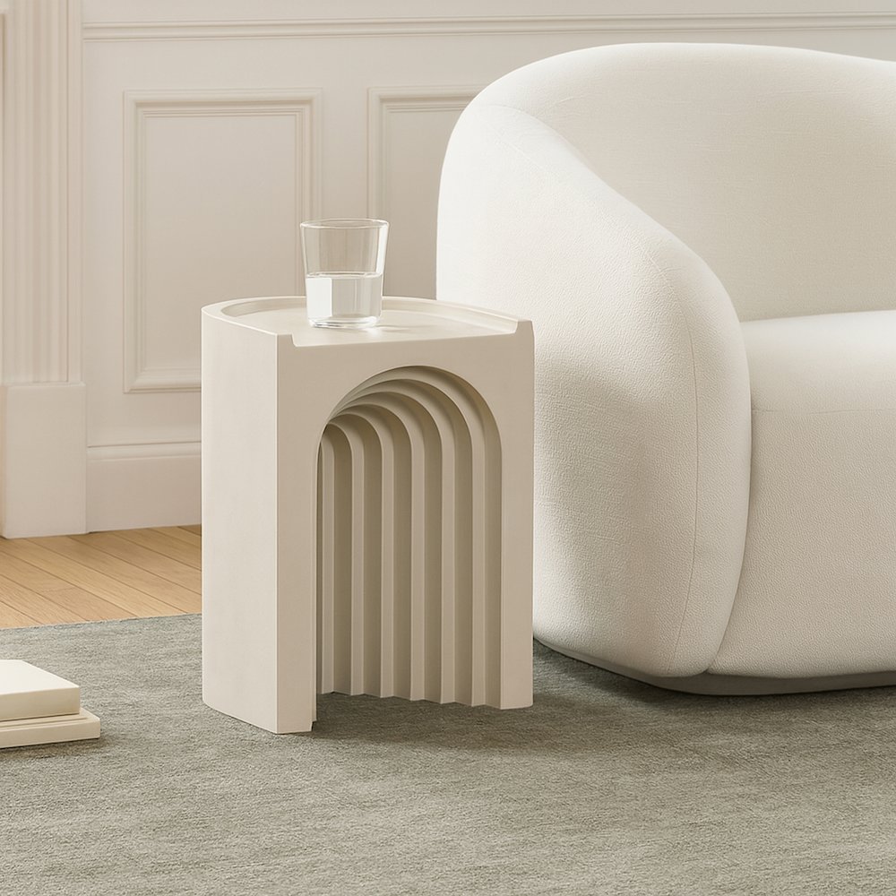 Avenda Beige Concrete Indoor/Outdoor End Table. Picture 7