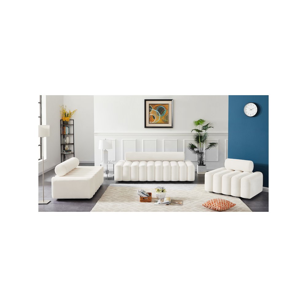 Melody Cream Velvet Sofa. Picture 9