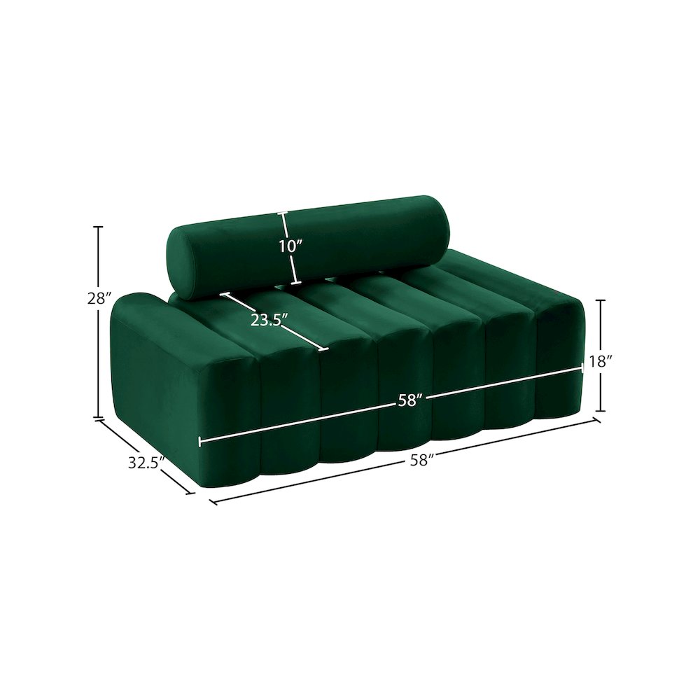 Melody Green Velvet Loveseat. Picture 11