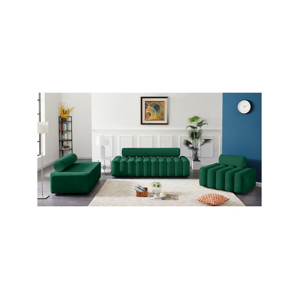 Melody Green Velvet Loveseat. Picture 9