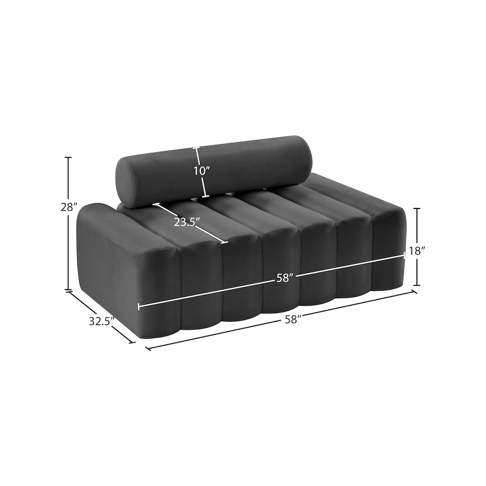 Melody Grey Velvet Loveseat. Picture 11