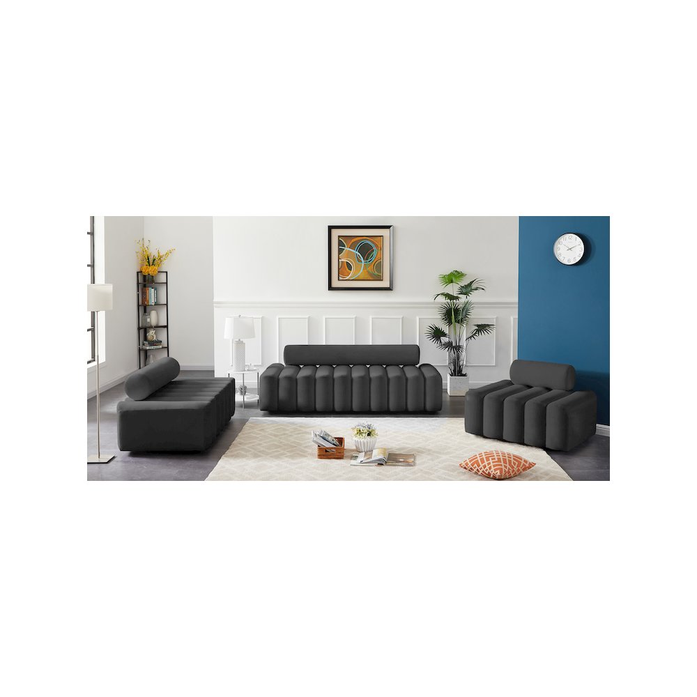 Melody Grey Velvet Loveseat. Picture 9
