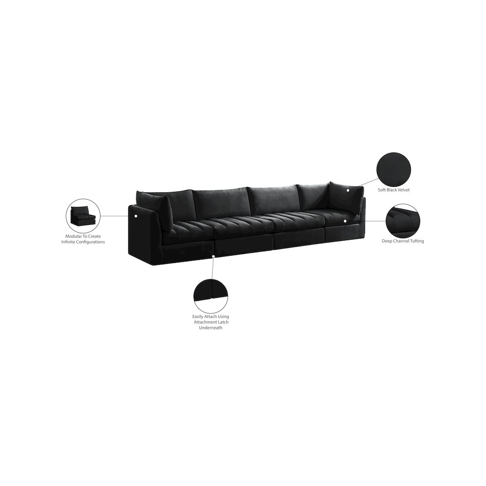 Jacob Black Velvet Modular Sofa. Picture 10