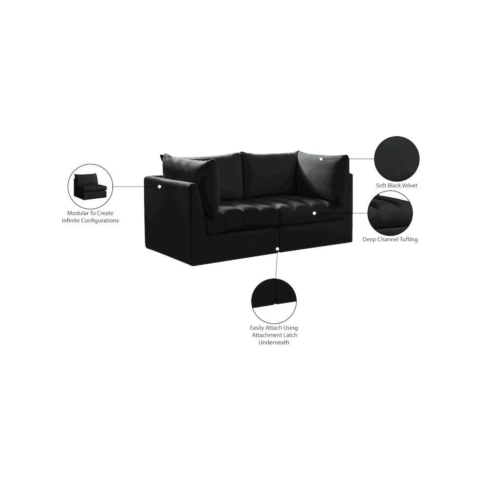Jacob Black Velvet Modular Sofa. Picture 10