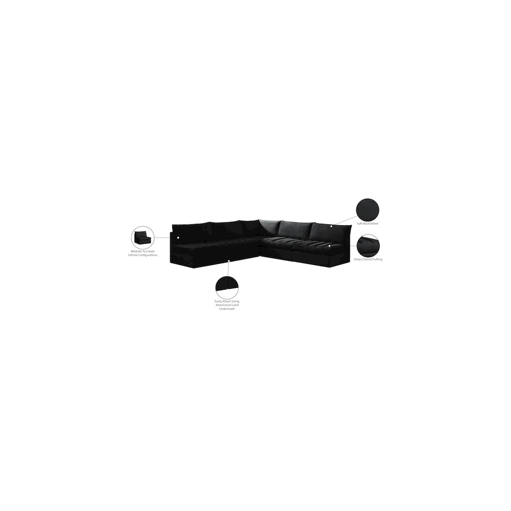 Jacob Black Velvet Modular Sectional. Picture 10