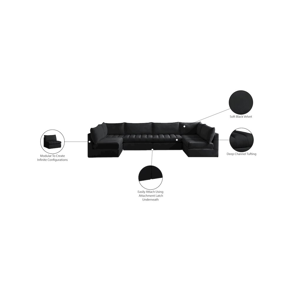 Jacob Black Velvet Modular Sectional. Picture 5