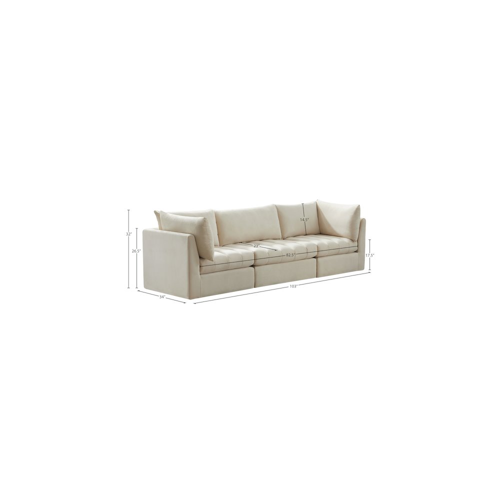 Jacob Cream Velvet Modular Sofa. Picture 9