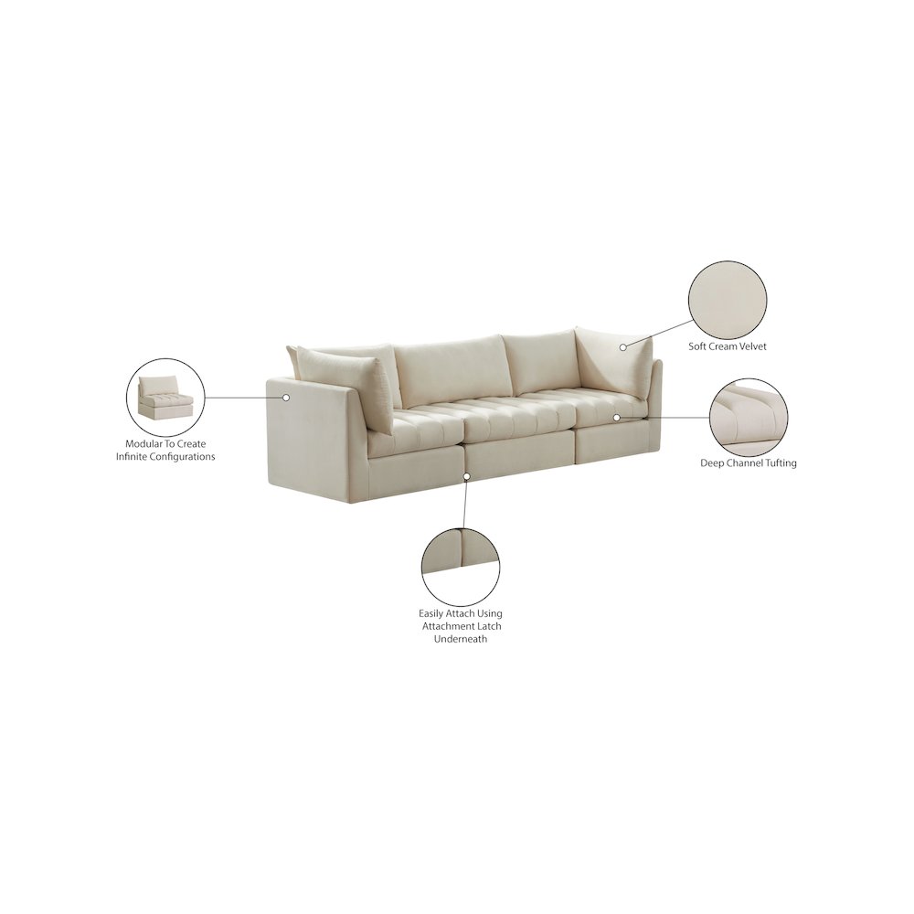 Jacob Cream Velvet Modular Sofa. Picture 10