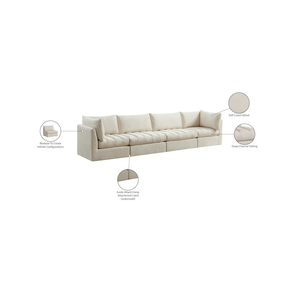Jacob Cream Velvet Modular Sofa. Picture 10