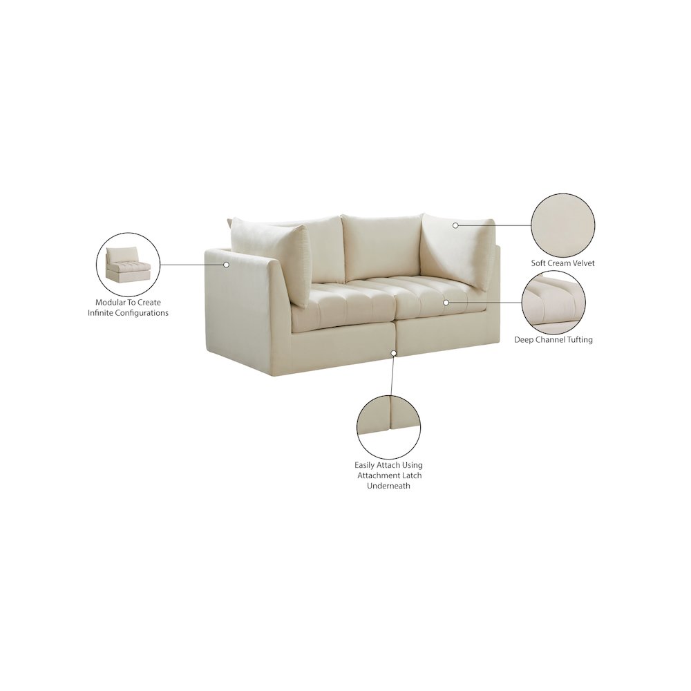 Jacob Cream Velvet Modular Sofa. Picture 10
