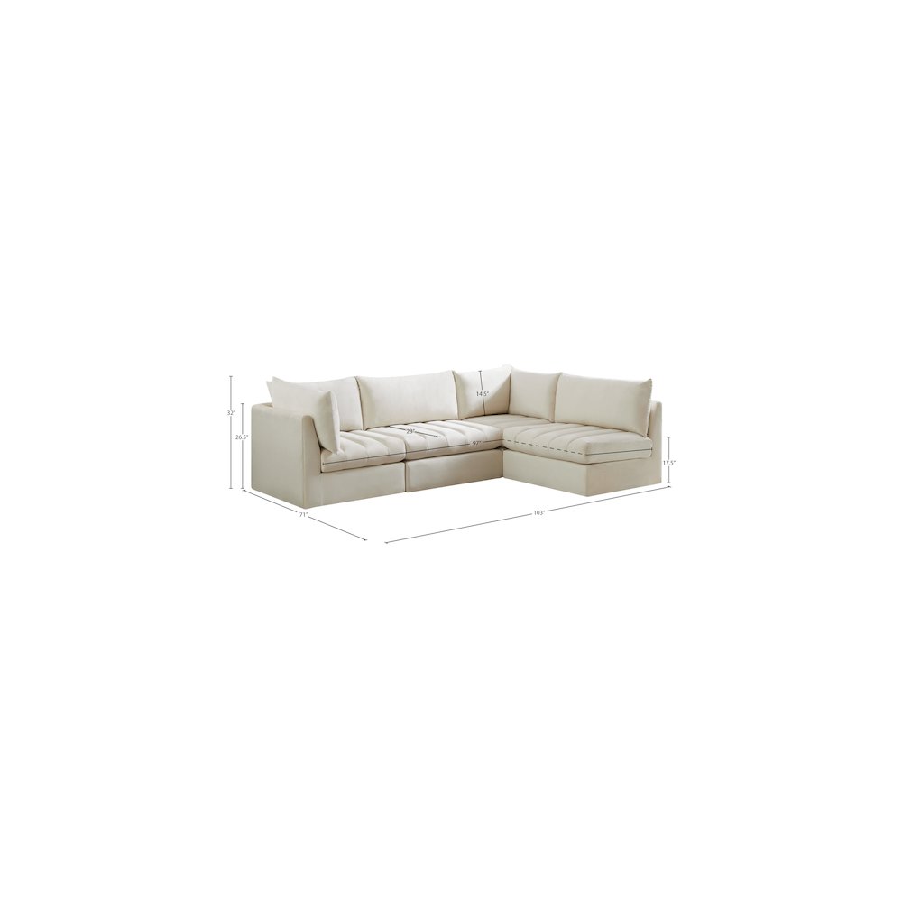 Jacob Cream Velvet Modular Sectional. Picture 13