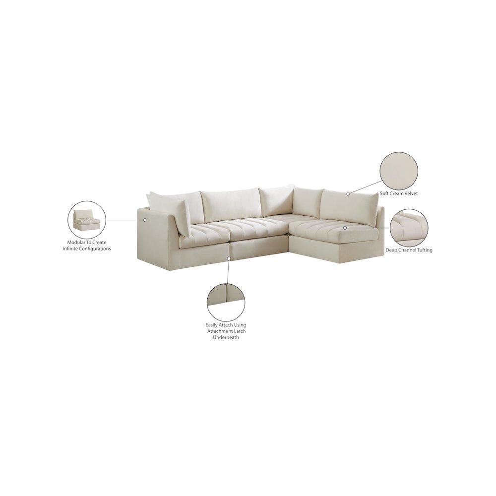 Jacob Cream Velvet Modular Sectional. Picture 14