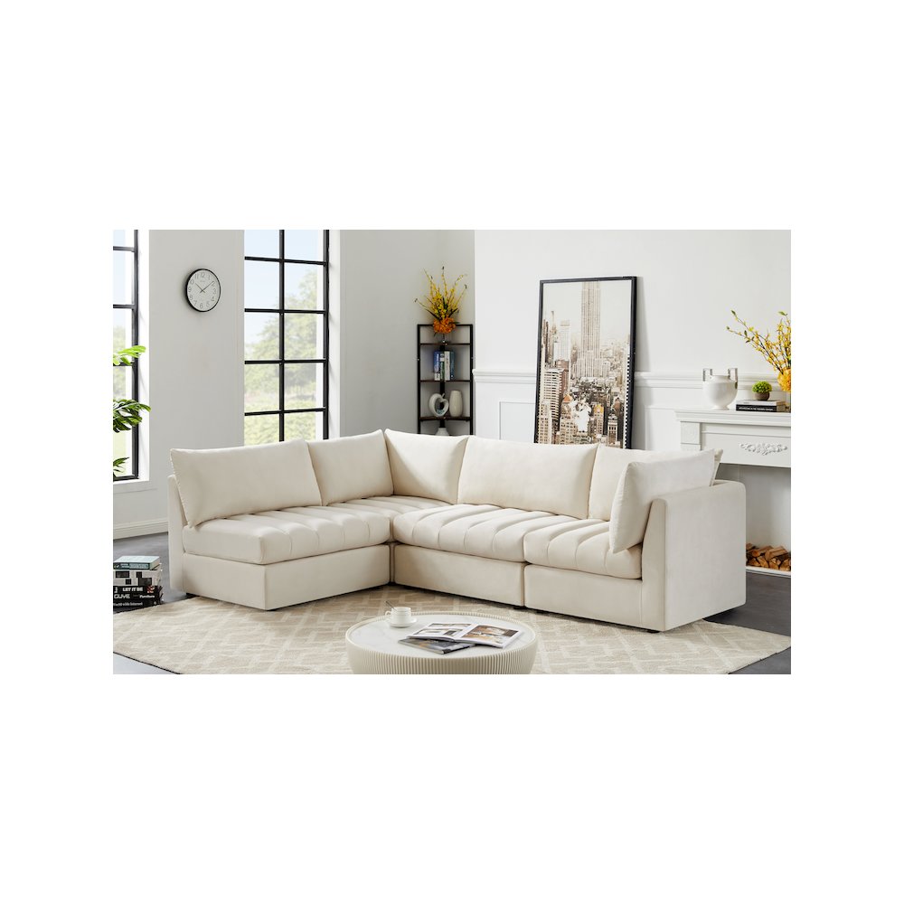 Jacob Cream Velvet Modular Sectional. Picture 3