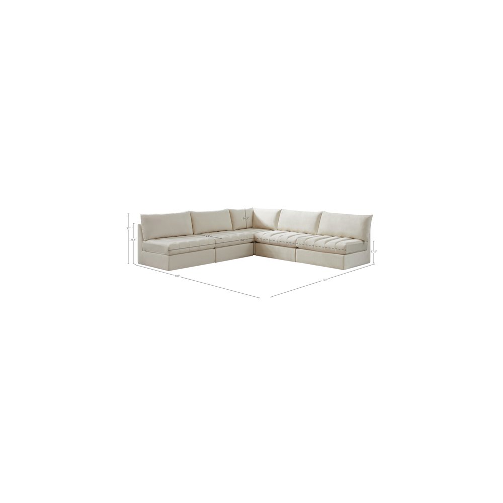 Jacob Cream Velvet Modular Sectional. Picture 9