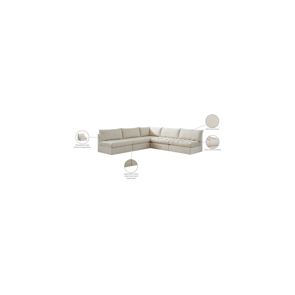 Jacob Cream Velvet Modular Sectional. Picture 10