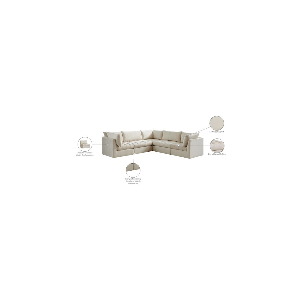 Jacob Cream Velvet Modular Sectional. Picture 12