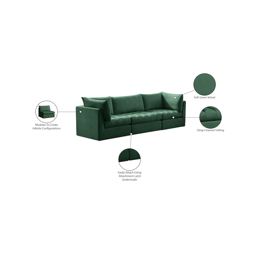Jacob Green Velvet Modular Sofa. Picture 10