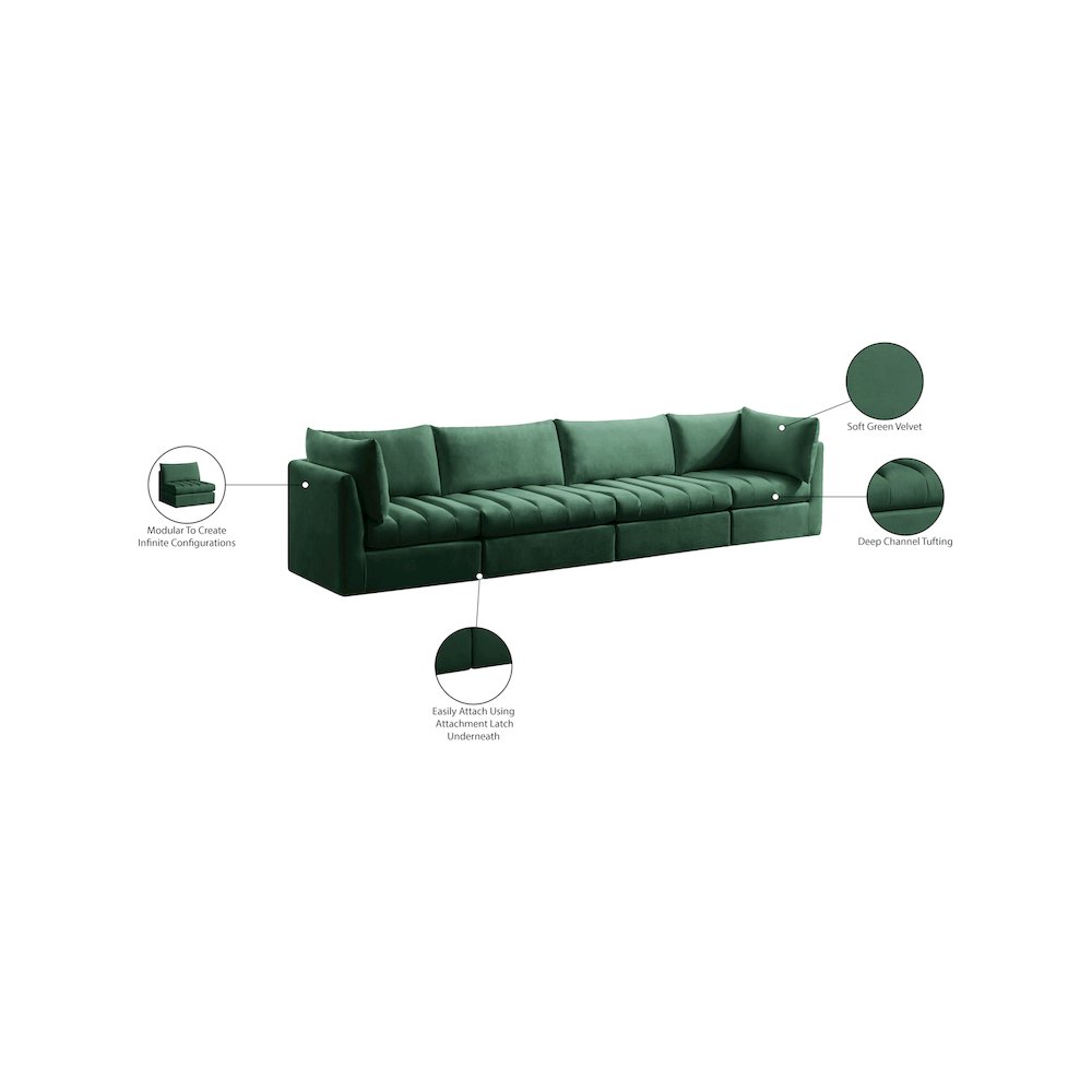 Jacob Green Velvet Modular Sofa. Picture 10
