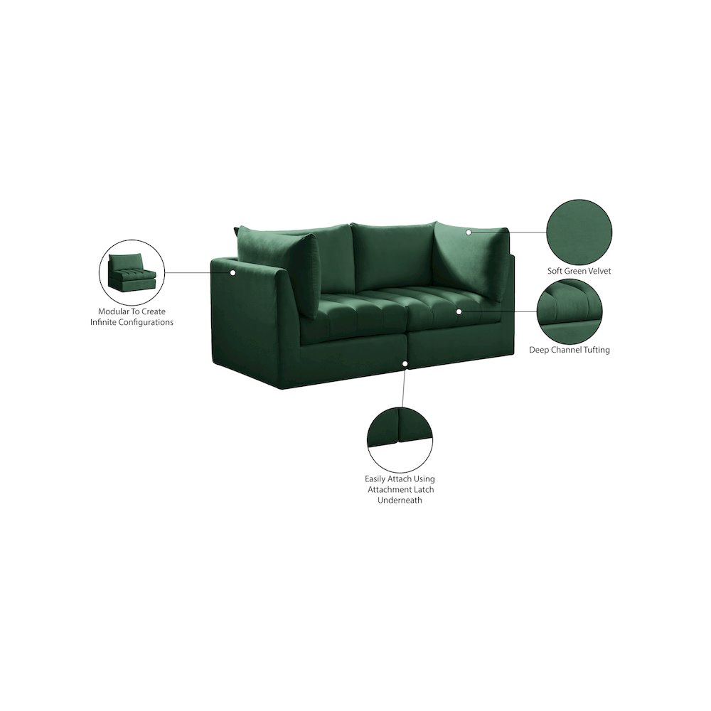 Jacob Green Velvet Modular Sofa. Picture 10