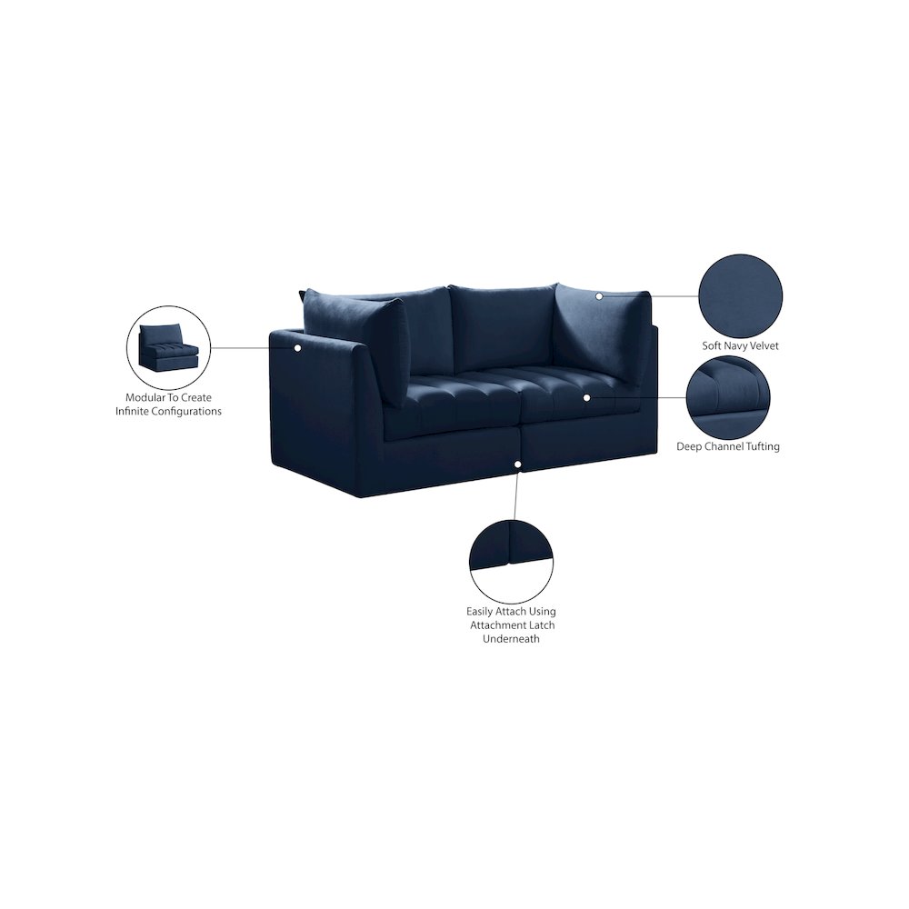Jacob Navy Velvet Modular Sofa. Picture 10