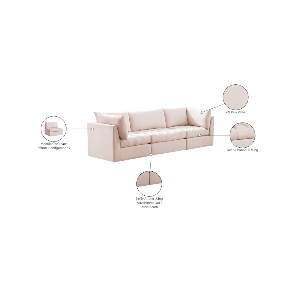 Jacob Pink Velvet Modular Sofa. Picture 10