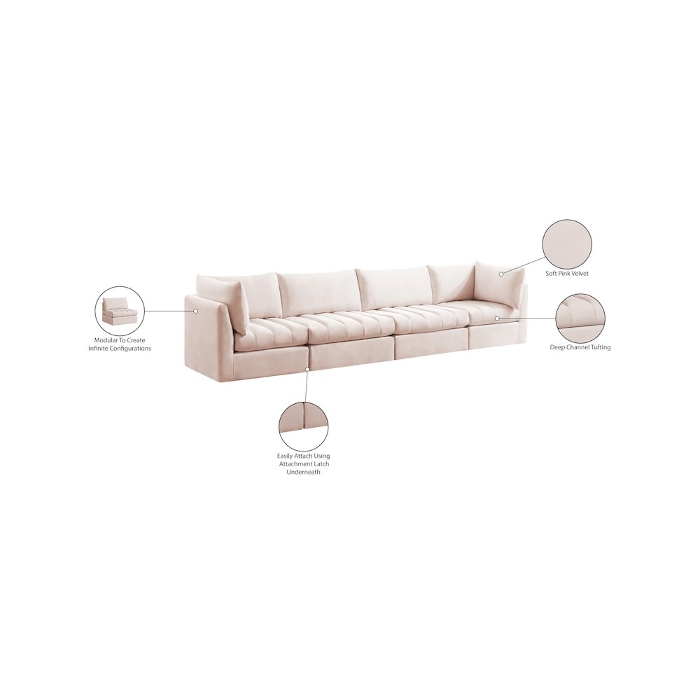 Jacob Pink Velvet Modular Sofa. Picture 10