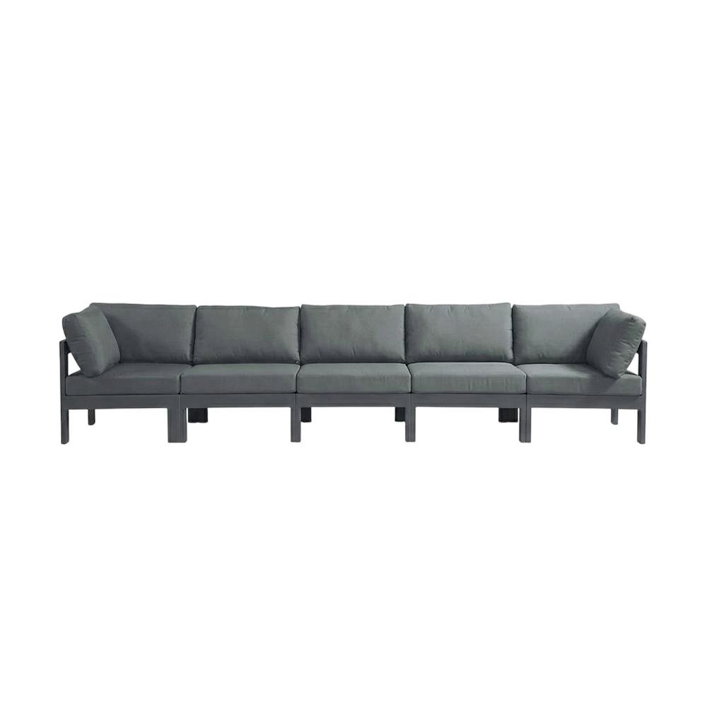Gray Fabric Outdoor Modular Sofa With Contemporary Style And Cushioned Seating. Picture 4