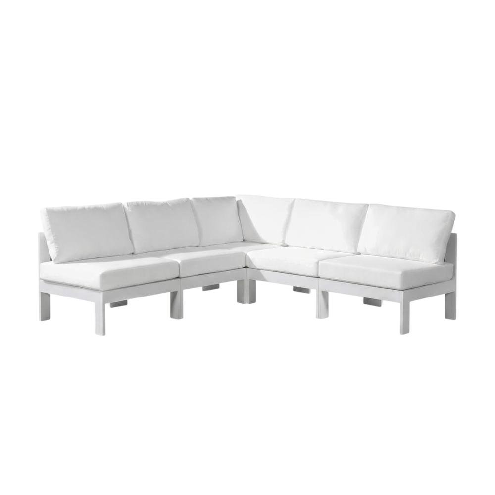 White Fabric Outdoor Patio Modular Sectional With Contemporary Style. Picture 1