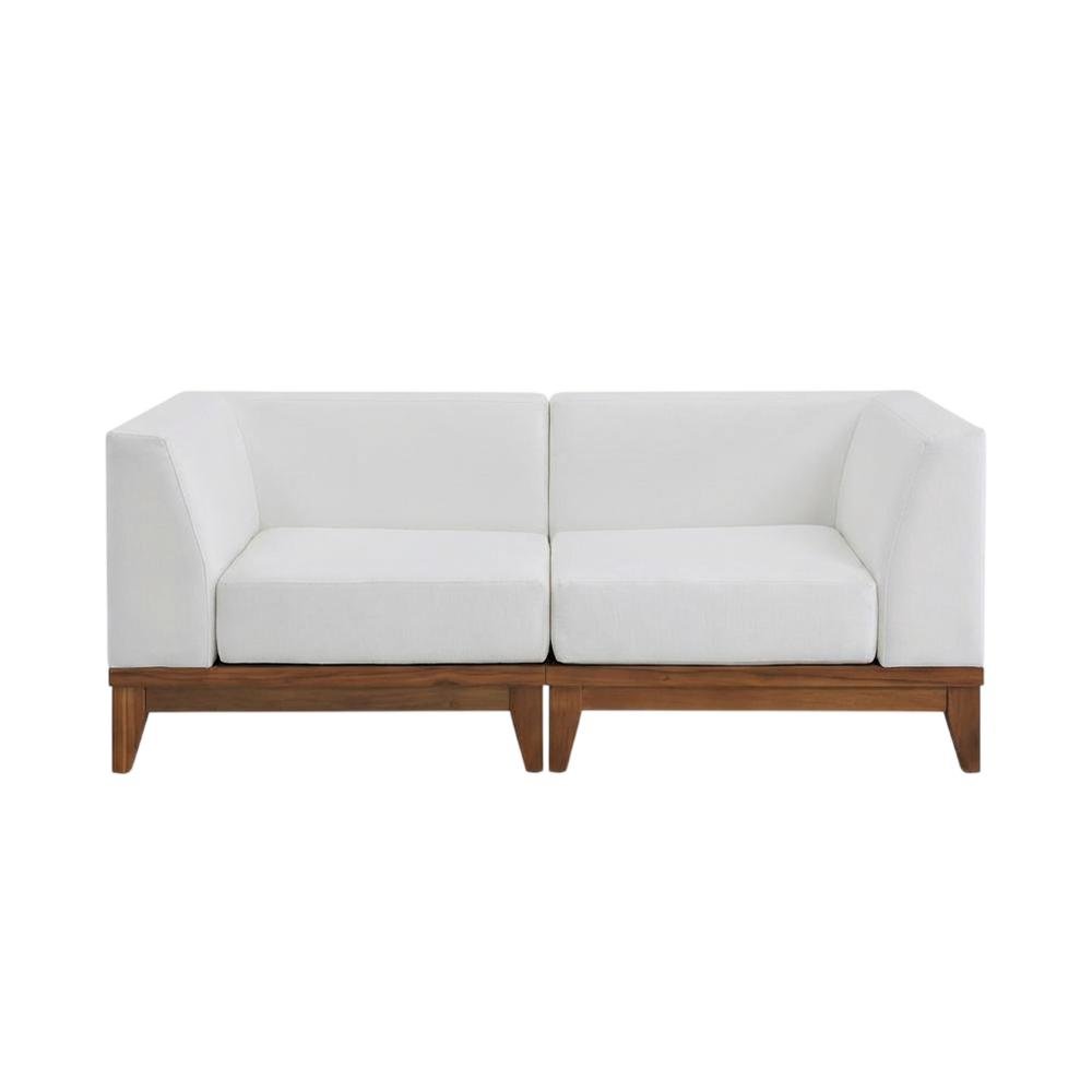 Outdoor Fabric Modular Sofa In White With Contemporary Style For Patio Comfort. Picture 4