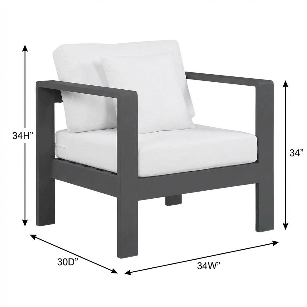 White Fabric Outdoor Patio Aluminum Arm Chair With Contemporary Style. Picture 7