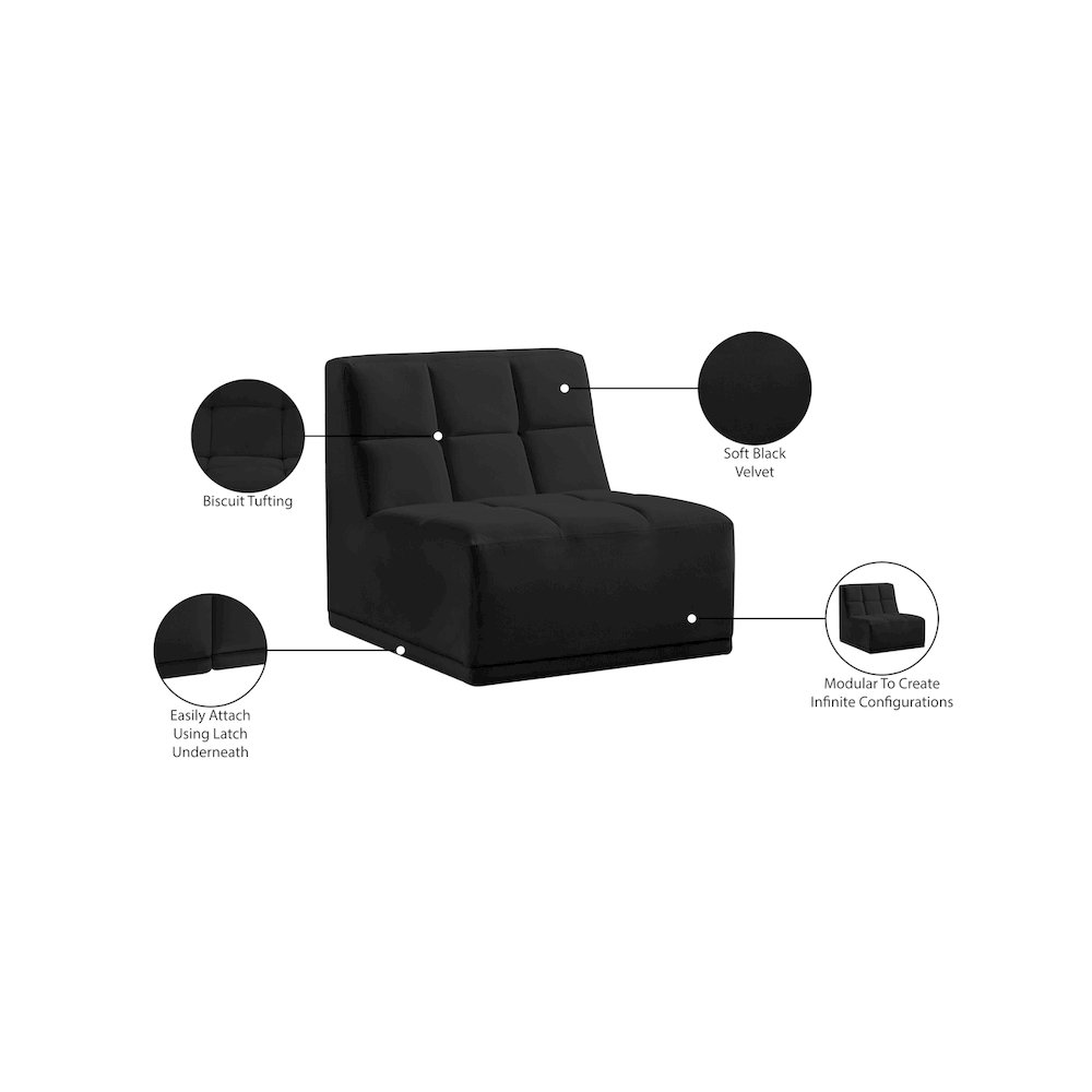 Relax Black Velvet Armless Chair. Picture 10