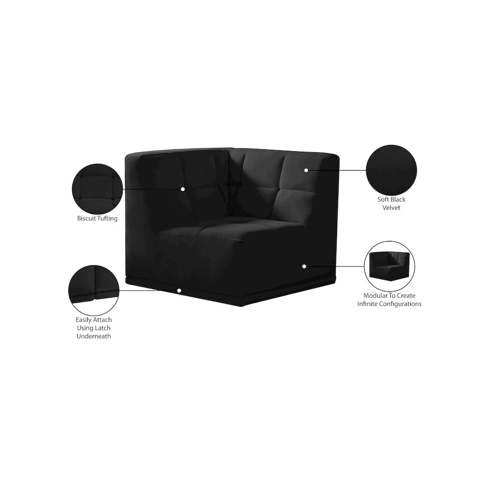 Relax Black Velvet Corner Chair. Picture 10