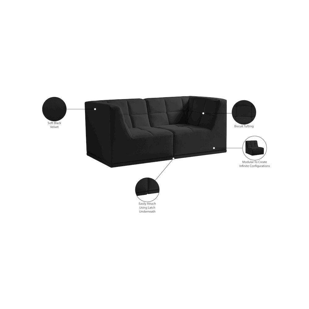 Relax Black Velvet Modular Sofa. Picture 10