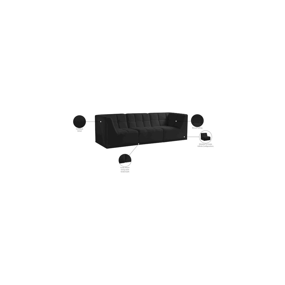 Relax Black Velvet Modular Sofa. Picture 10