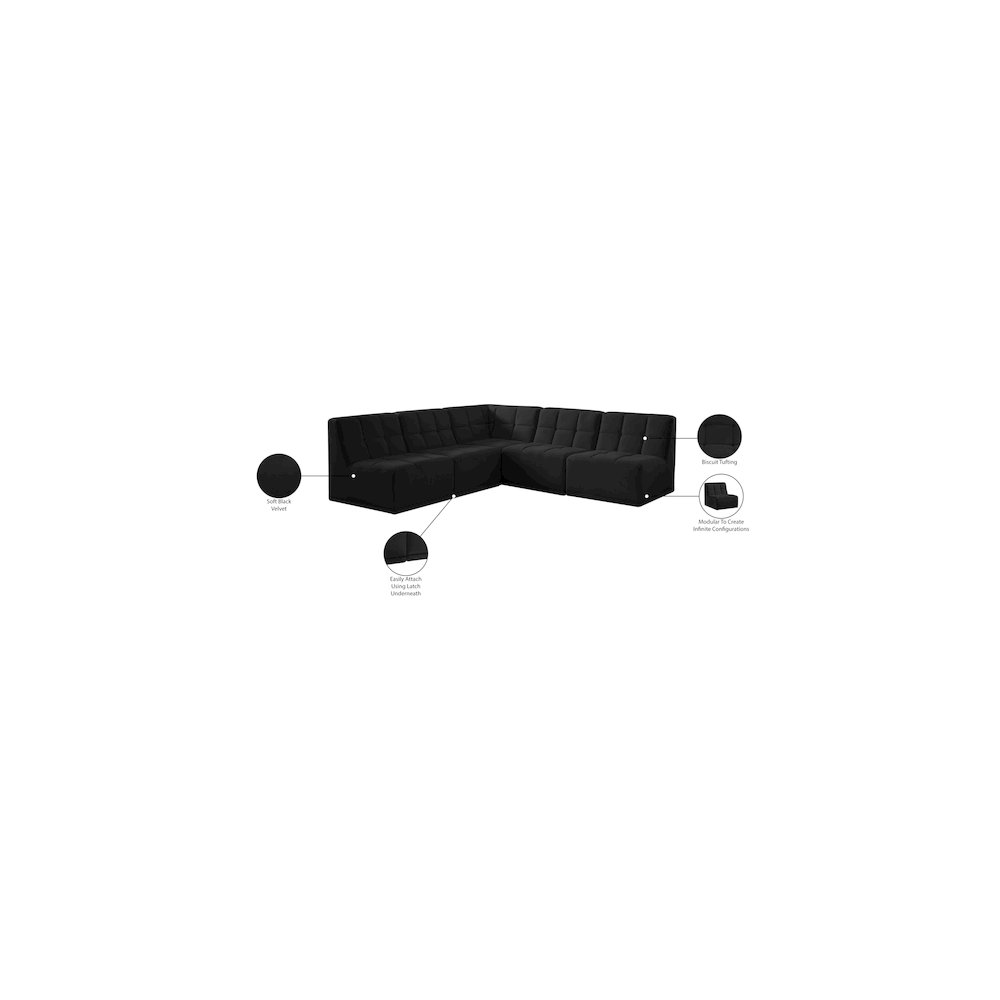 Relax Black Velvet Modular Sectional. Picture 11