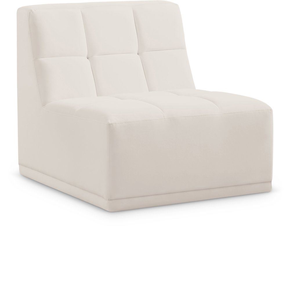 Relax Cream Velvet Armless Chair. Picture 1