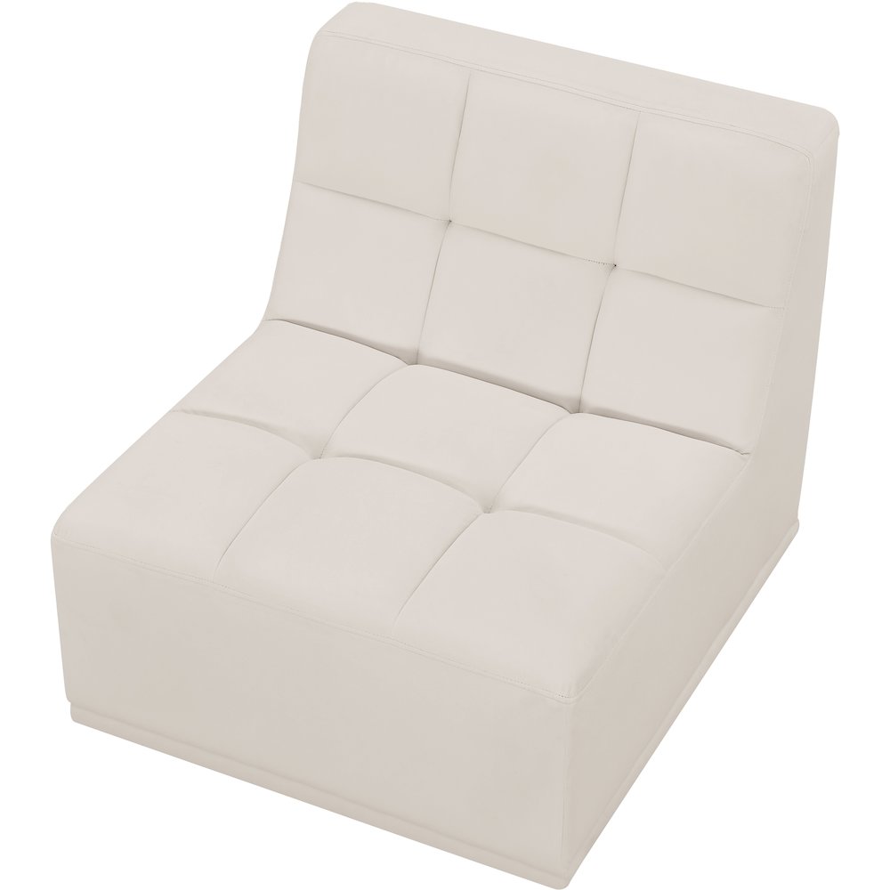 Relax Cream Velvet Armless Chair. Picture 3