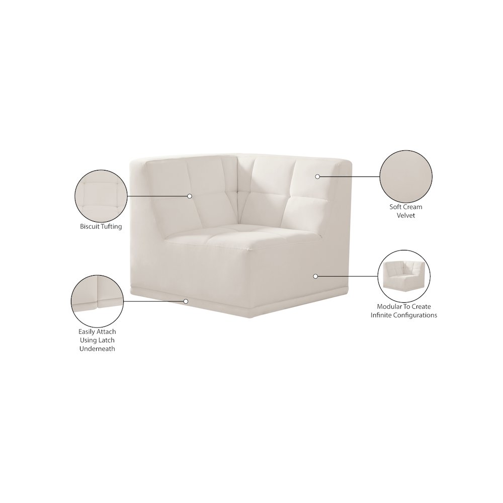 Relax Cream Velvet Corner Chair. Picture 10