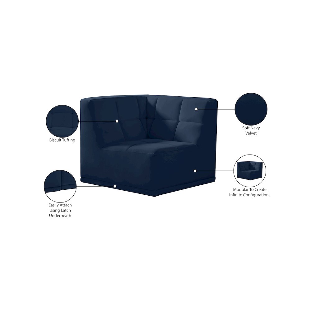 Relax Navy Velvet Corner Chair. Picture 10