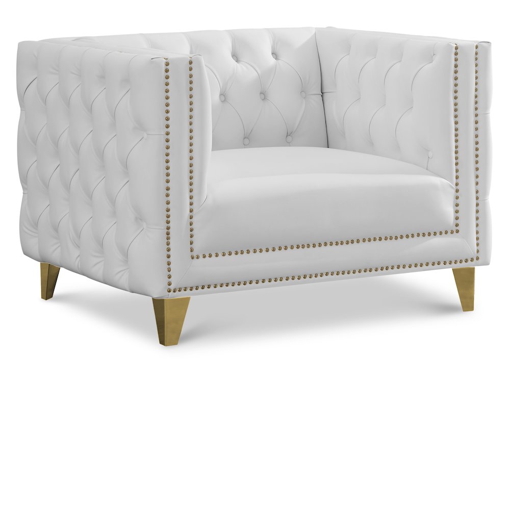 Michelle White Vegan Leather Chair. Picture 1