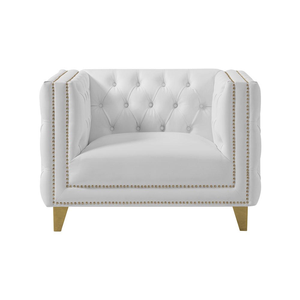 Michelle White Vegan Leather Chair. Picture 3