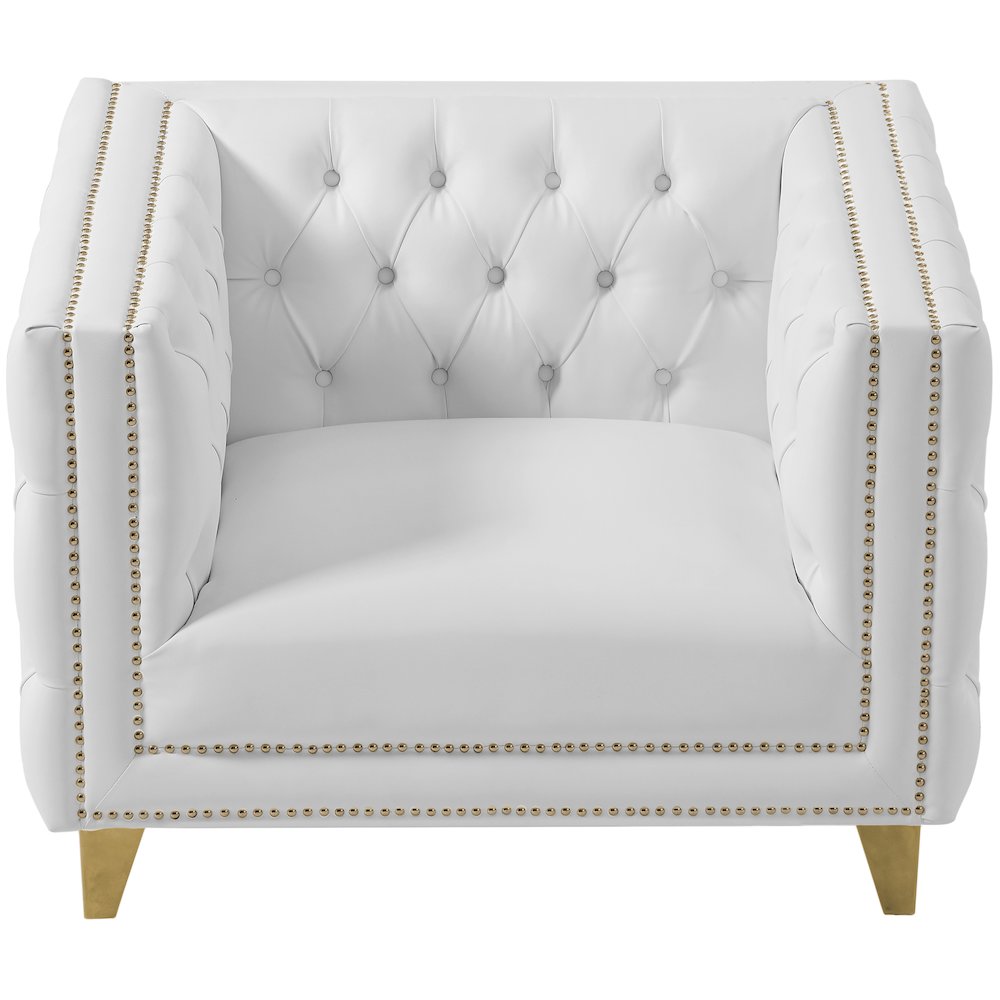 Michelle White Vegan Leather Chair. Picture 4